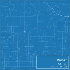 Fototapeta premium Blueprint US city map of Ramah, Colorado.
