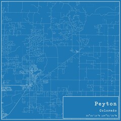Fototapeta premium Blueprint US city map of Peyton, Colorado.