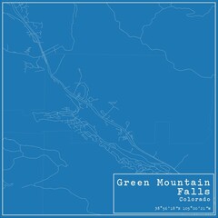 Blueprint US city map of Green Mountain Falls, Colorado.