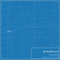 Blueprint US city map of Arapahoe, Colorado.