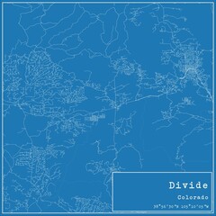 Blueprint US city map of Divide, Colorado.