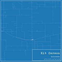 Blueprint US city map of Kit Carson, Colorado.
