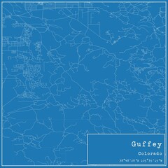 Blueprint US city map of Guffey, Colorado.
