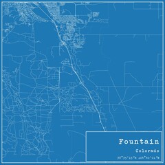 Blueprint US city map of Fountain, Colorado.
