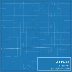 Blueprint US city map of Arriba, Colorado.