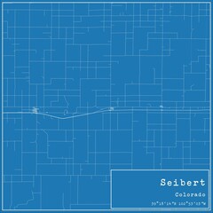 Blueprint US city map of Seibert, Colorado.