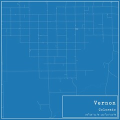 Blueprint US city map of Vernon, Colorado.