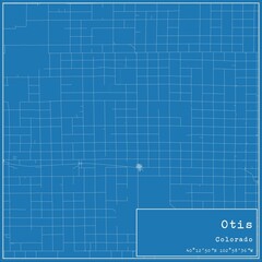 Blueprint US city map of Otis, Colorado.