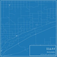 Blueprint US city map of Iliff, Colorado.