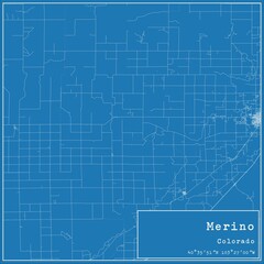 Blueprint US city map of Merino, Colorado.