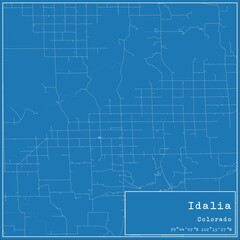 Blueprint US city map of Idalia, Colorado.