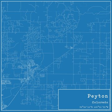 Blueprint US city map of Peyton, Colorado.