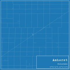 Fototapeta premium Blueprint US city map of Amherst, Colorado.