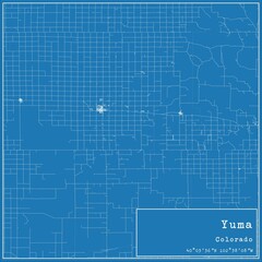 Blueprint US city map of Yuma, Colorado.