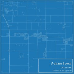 Blueprint US city map of Johnstown, Colorado.