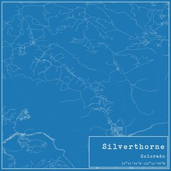 Blueprint US city map of Silverthorne, Colorado.