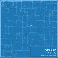 Blueprint US city map of Grover, Colorado.