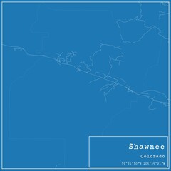 Blueprint US city map of Shawnee, Colorado.