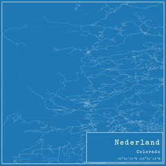 Blueprint US city map of Nederland, Colorado.