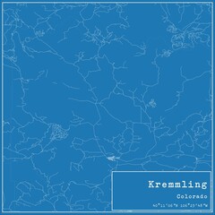 Blueprint US city map of Kremmling, Colorado.