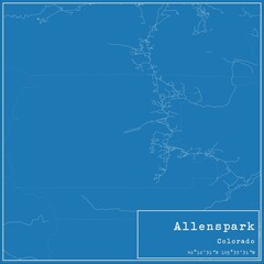 Blueprint US city map of Allenspark, Colorado.
