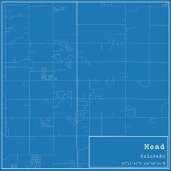 Blueprint US city map of Mead, Colorado.