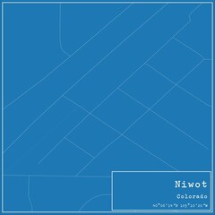 Blueprint US city map of Niwot, Colorado.