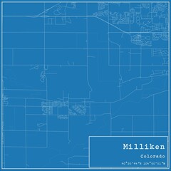 Blueprint US city map of Milliken, Colorado.