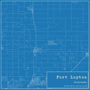 Blueprint US city map of Fort Lupton, Colorado.