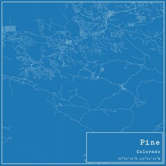 Blueprint US city map of Pine, Colorado.