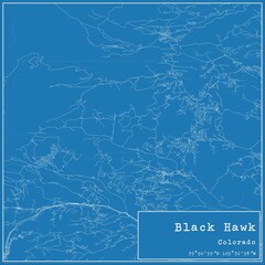 Blueprint US city map of Black Hawk, Colorado.
