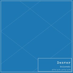 Blueprint US city map of Denver, Colorado.