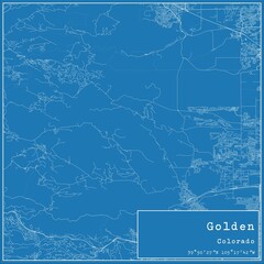Blueprint US city map of Golden, Colorado.