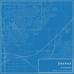Blueprint US city map of Denver, Colorado. - obrazy, fototapety, plakaty