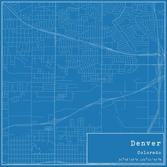 Fototapeta premium Blueprint US city map of Denver, Colorado.