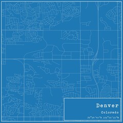Obraz premium Blueprint US city map of Denver, Colorado.