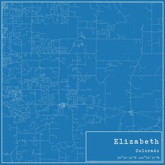 Blueprint US city map of Elizabeth, Colorado.