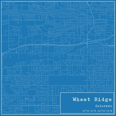 Fototapeta premium Blueprint US city map of Wheat Ridge, Colorado.