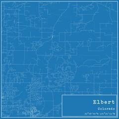 Blueprint US city map of Elbert, Colorado.