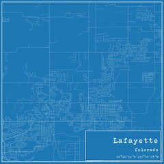 Blueprint US city map of Lafayette, Colorado.