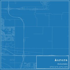 Obraz premium Blueprint US city map of Aurora, Colorado.