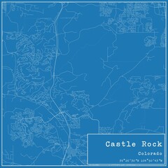 Blueprint US city map of Castle Rock, Colorado.