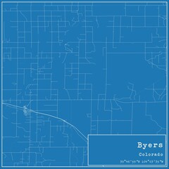 Obraz premium Blueprint US city map of Byers, Colorado.