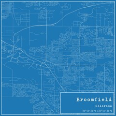 Blueprint US city map of Broomfield, Colorado.