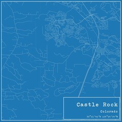 Blueprint US city map of Castle Rock, Colorado.
