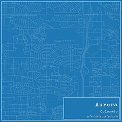 Fototapeta premium Blueprint US city map of Aurora, Colorado.