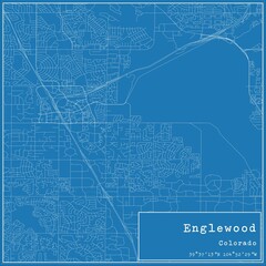 Blueprint US city map of Englewood, Colorado.
