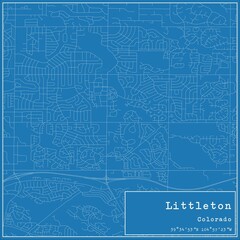 Blueprint US city map of Littleton, Colorado.