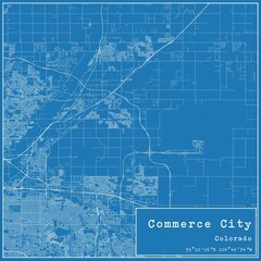 Blueprint US city map of Commerce City, Colorado.