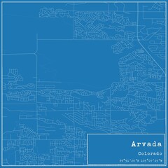 Blueprint US city map of Arvada, Colorado.